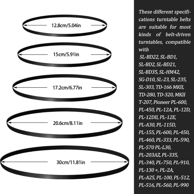 10 個マルチサイズターンテーブルベルトゴムドライブストラップレコードプレーヤーベルト蓄音機修理部品蓄音機ベルト