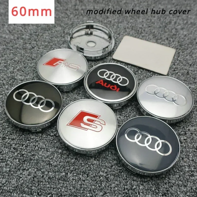 

4PCS 60mm modified wheel hub cover tire center logo For Audi A1 A2 A3 8V 8P 8L A4 B5 B6 B7 B8 A5 A6 C5 C6 C7 A7 A8 Q2 Q3 Q5 Q7