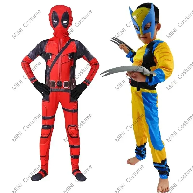 Film per bambini Maschera di lusso Tuta Wolverine Supereroe Deadpool Costume Anime Ragazzi Ragazze Costume Cosplay Halloween Natale