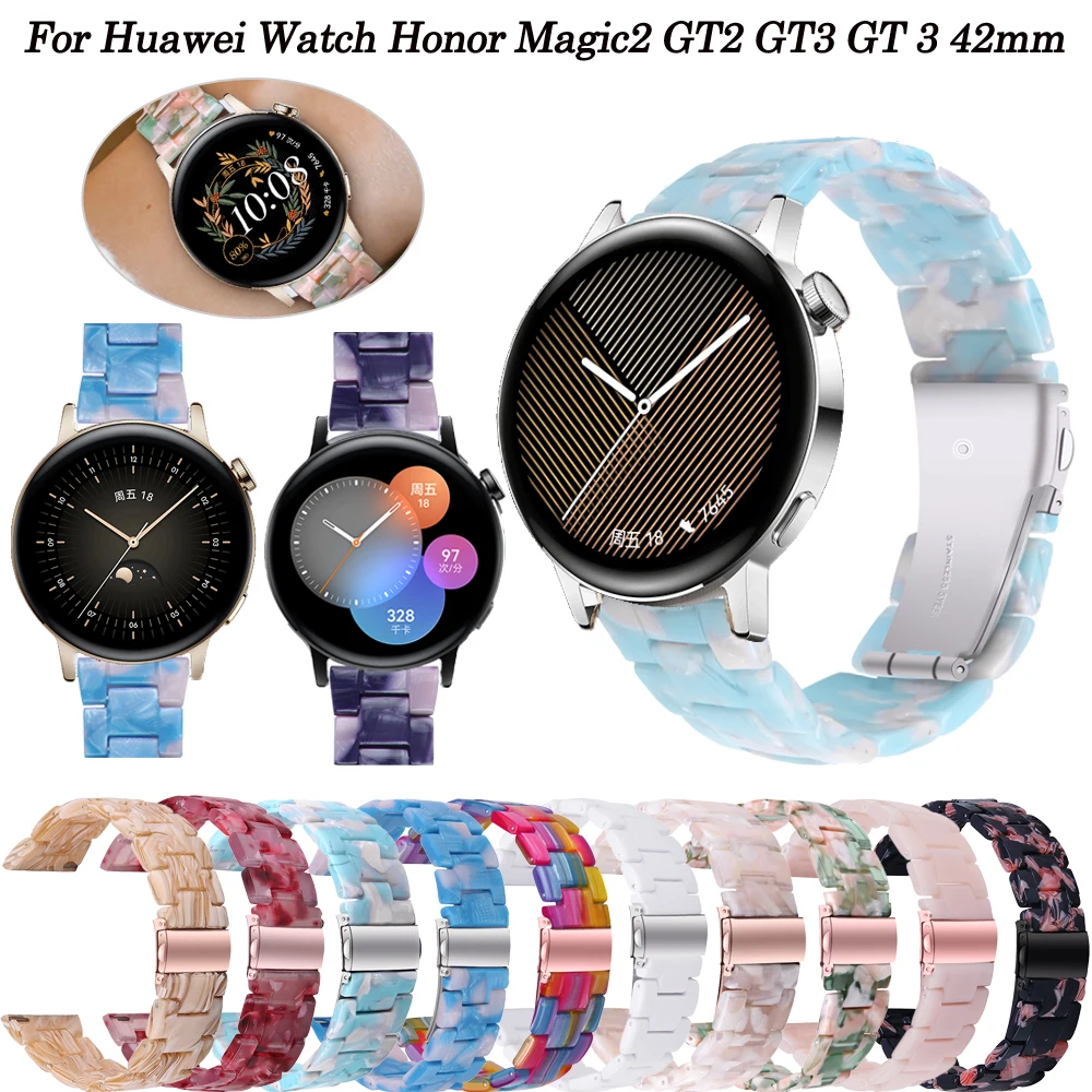 

Resin Smart Watch Band Wristbands 20mm Replacement For Huawei Watch GT2 GT3 GT 3 42mm/Honor ES Smartwatch Bracelet Correa Straps