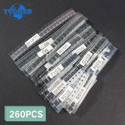 260PCS SMD Rectifier Diode Assorted Kit Schottky Switching Diodes M1 M4 M7 SS14 SS24 RS1M US1M SS34 SS54 BAT54C BAT54S LL4148