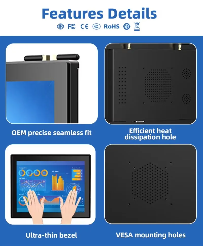 Custom IP65 Waterproof LCD Touch Screen Industrial Linux All-in-One Panel PC Marine Display Manufacturer's Product
