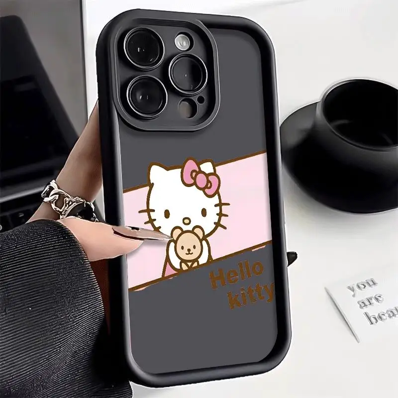 Y2K Floral Sanrio Hello Kitty for Apple Iphone 16 15 14 13 12 11 XS XR X Pro Max Plus Wave Anti Fall Measures Women White Case