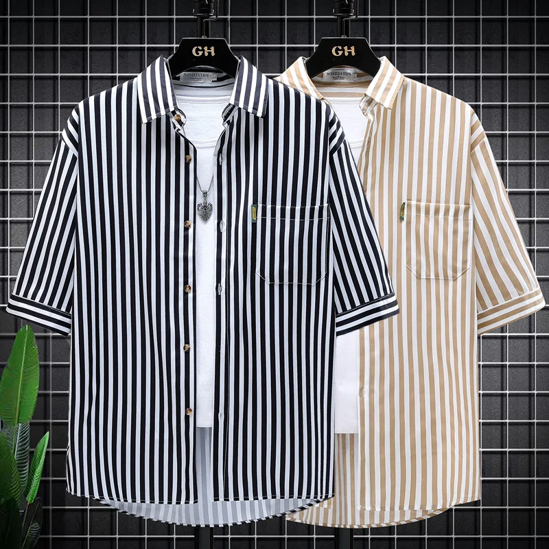 

Свободный крой, летний тонкий ор Све, полосатый irt, мужской модный брендовый повседневный универсальный летний легкий топ середины све