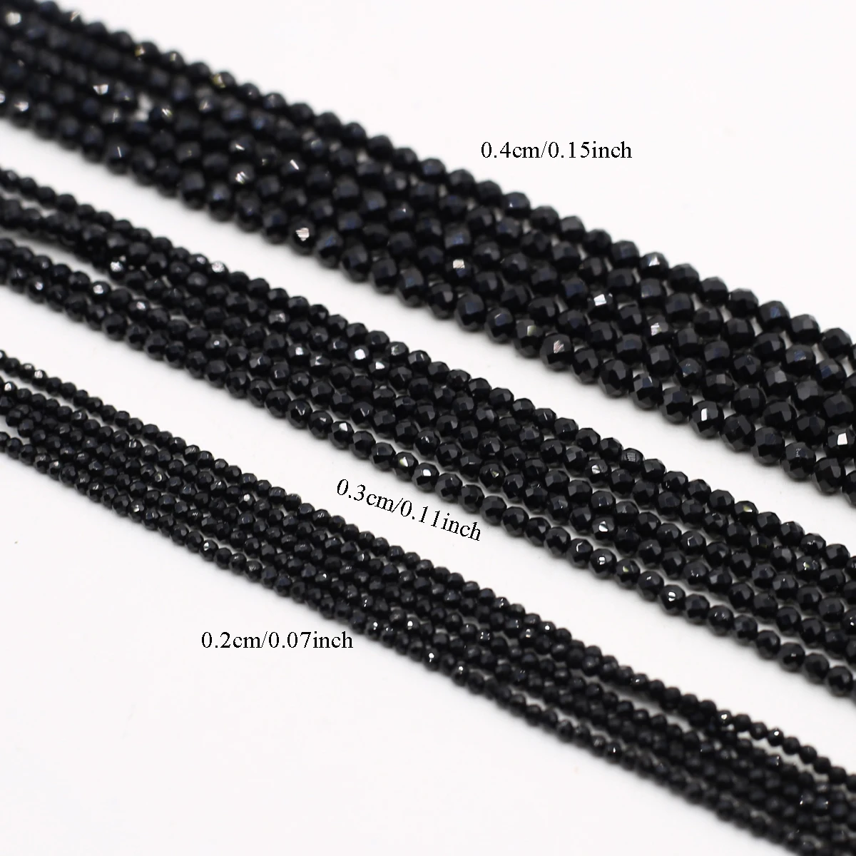 2/3/4mm Natural Stone Black Agate Spacer Beads Round Faceted Beads for Jewelry Making Supplies DIY Necklace Bracelet Accessories