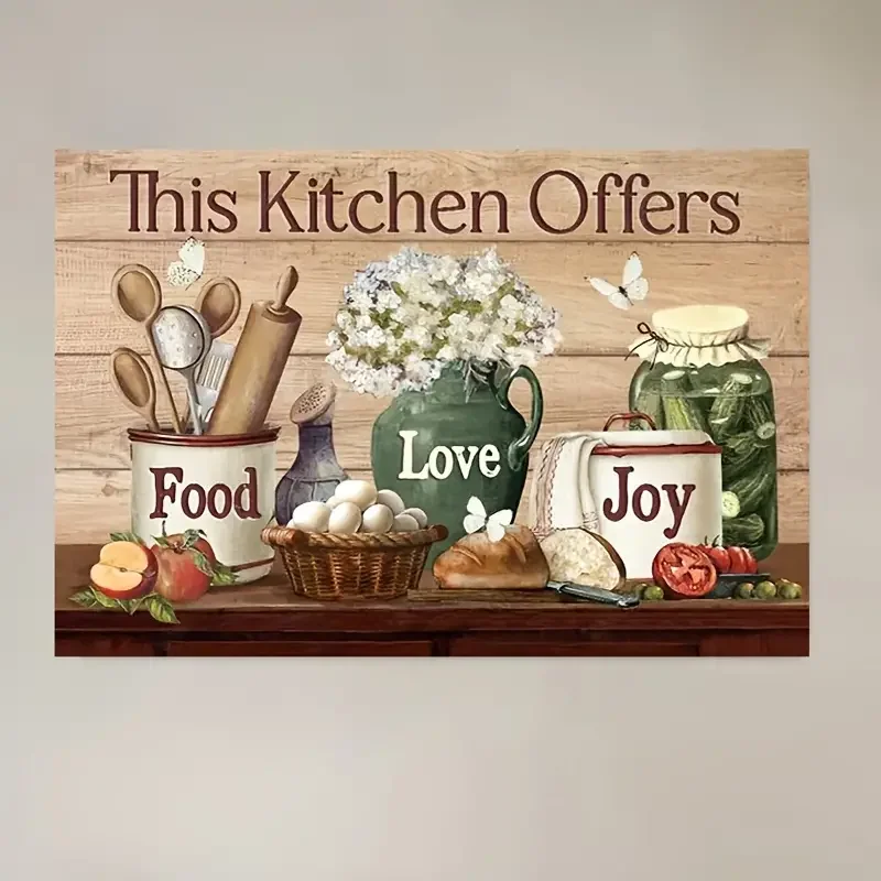 1pc Vintage House White Flower Kitchen Utensils This Kitchen Offers Food Canvas Painting Christian Wall Art  Home Decor No Fr