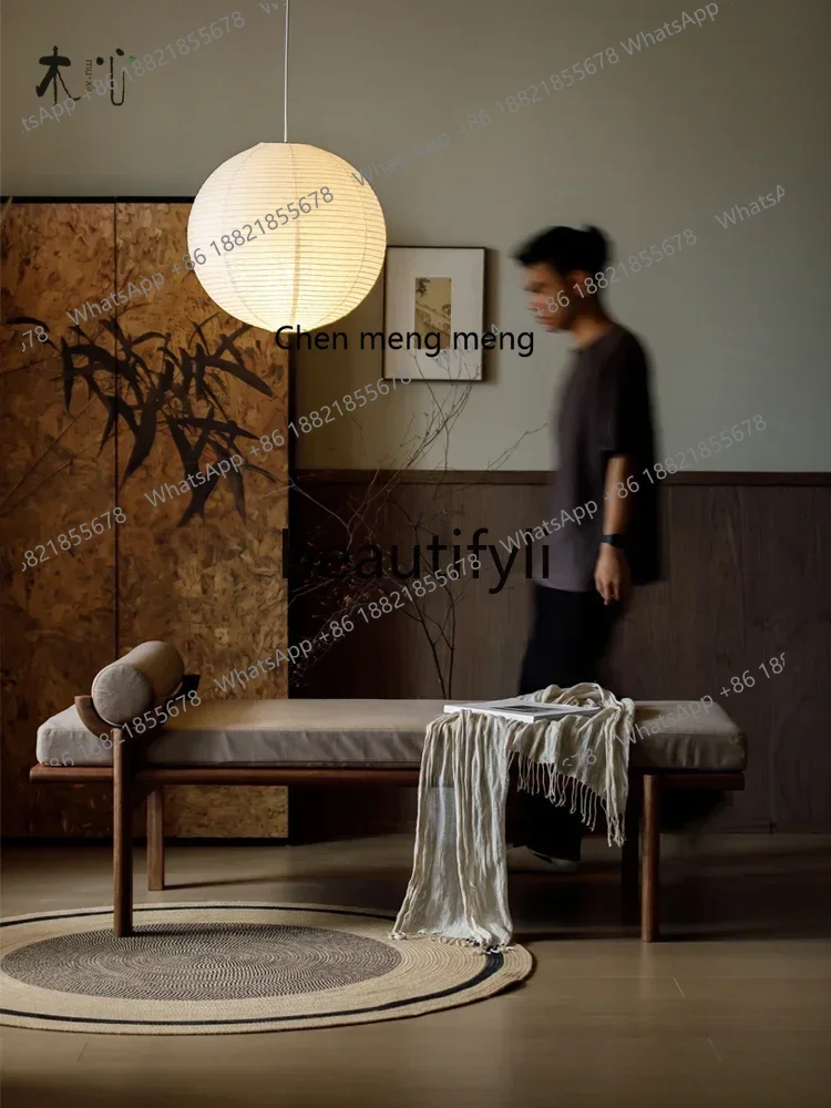 

32Black walnut new Chinese chaise longue beauty chair single recliner sofa bed all solid wood