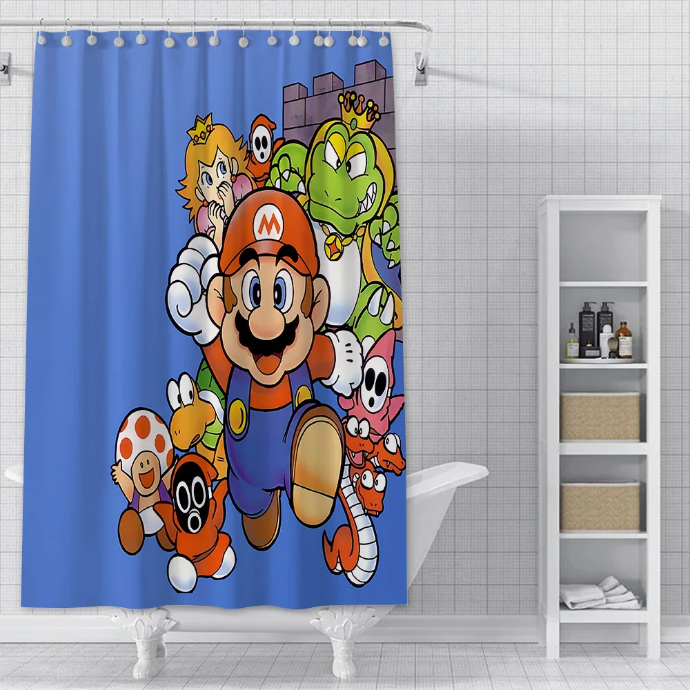 Fun Super M-Marios Shower Curtain Waterproof Polyester Fabric Paint Colorful Bath Curtains Home Bathroom Decor Curtain With Hook