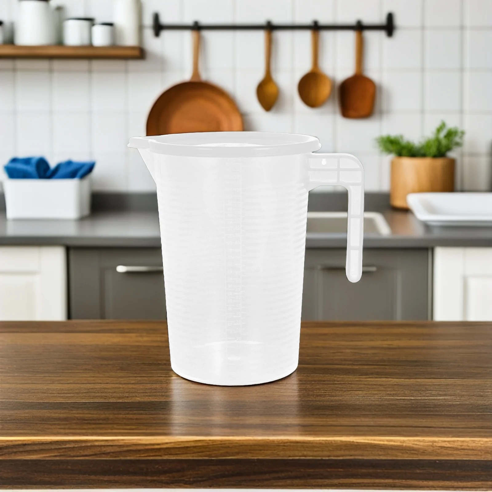 

2 Pcs Measuring Pot with Lid Large Cup Scaled Jug Plastic for Liquid Milk Pitcher Cups Kitchen