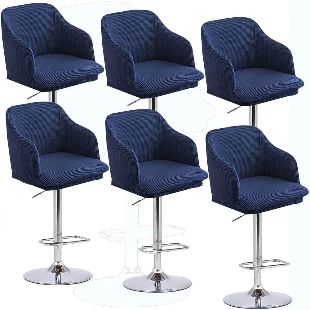 

Set o 2/4/6/1 Curved Bar Stool Slipcovers with Backs and Arms, Stretch Swivel High Chair Protector or Counter Kitchen Dining Roo