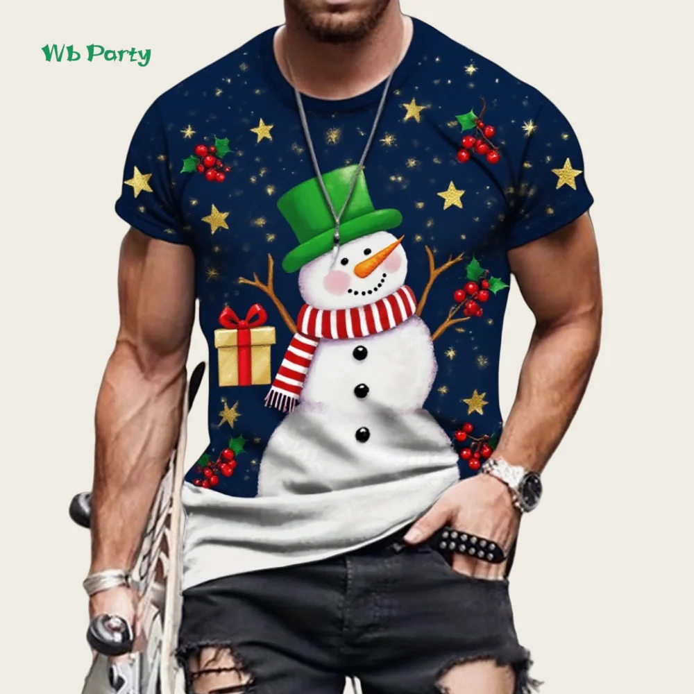 

Cute Christmas 3D Print Men's T-Shirt Summer Fashion O-Neck Men Top Trendy Versatile Men Short Sleeve Cute Print Men's Clothing