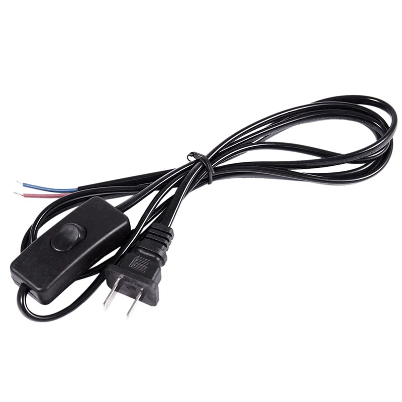 10X Spina USA Cavo di alimentazione da 1,8 M Interruttore pulsante on/off AC110V 3A AC250V 6A Nero-VVNB