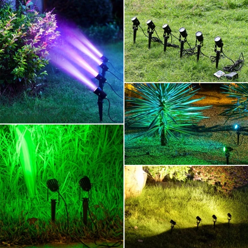 Outdoor LED RGB Lawn Lamp Remote Control Spike Garden Landscape Lamp Waterproof IP65 Street Pathway Decor Spot Lighting 110/220V