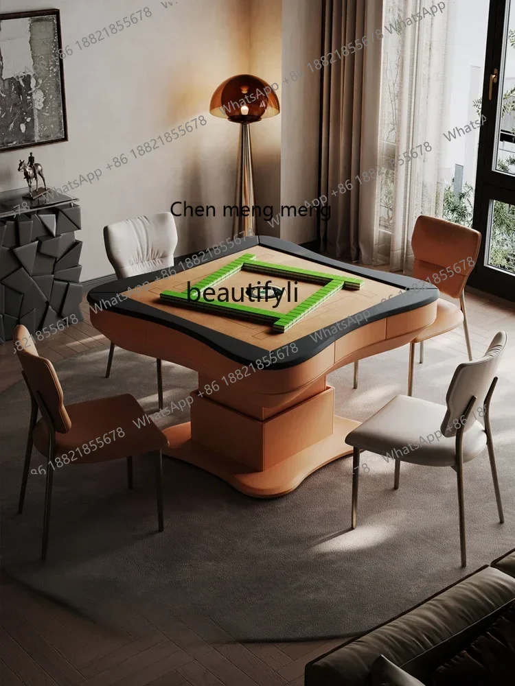 

X Automatic mahjong table lifting tea table multi-functional solid wood rock slab light luxury modern advanced