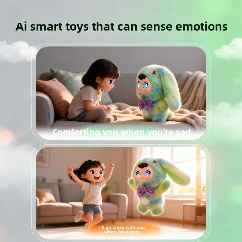 Ai intelligent voice conversation plush toy led eyes emotional companion doll robot electronic pet