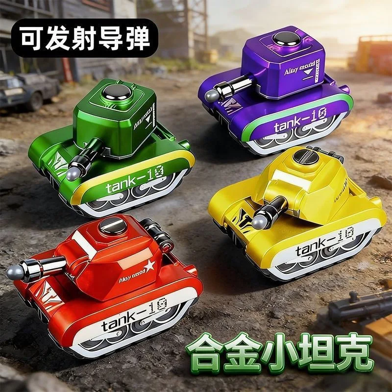 Colorful Alloy Pull Back Mini Tank Toy Rotatable Turret Shooting Bullet Military Car Interactive Game Play Gift For Boys Girls