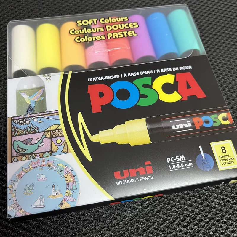 Uni Posca Medium Point 8-Color Soft Colors Paint Marker Set