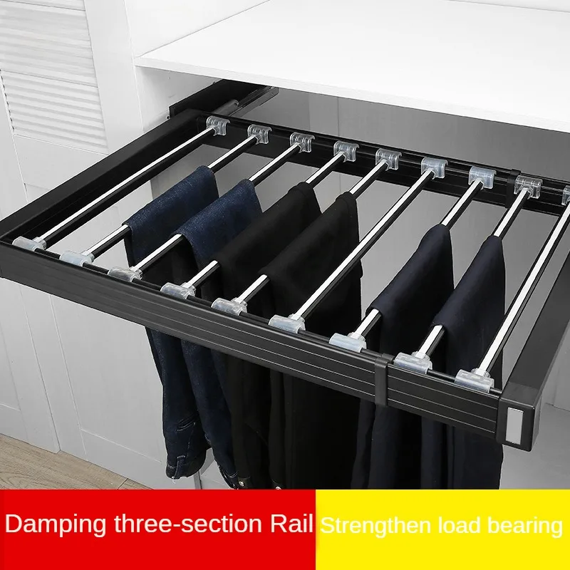 

Trouser Rack Wardrobe Built-in Top Pull-out Telescopic Trouser Rack Slide Rail Storage for Household Hanging Trouser Hardware