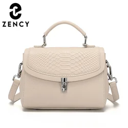 Zency New Genuine Leather Bags Female Fashion Vintage Alligator Crossbody Handbag Small Luxury Box Shoulder Tote Women Bag