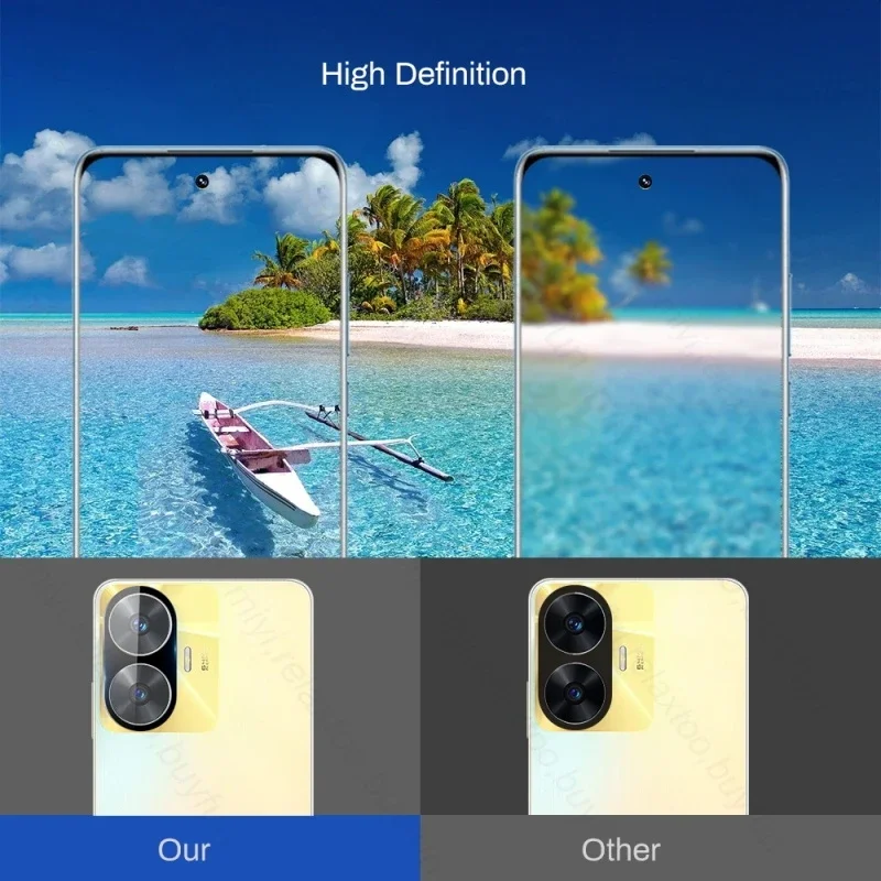 Étui de protection d'appareil photo pour Realme C55, 5G, arrière incurvé 3D, couvercle d'objectif en verre du Guatemala, RealmeC55, Realmi C55, C 55, 1-3 pièces