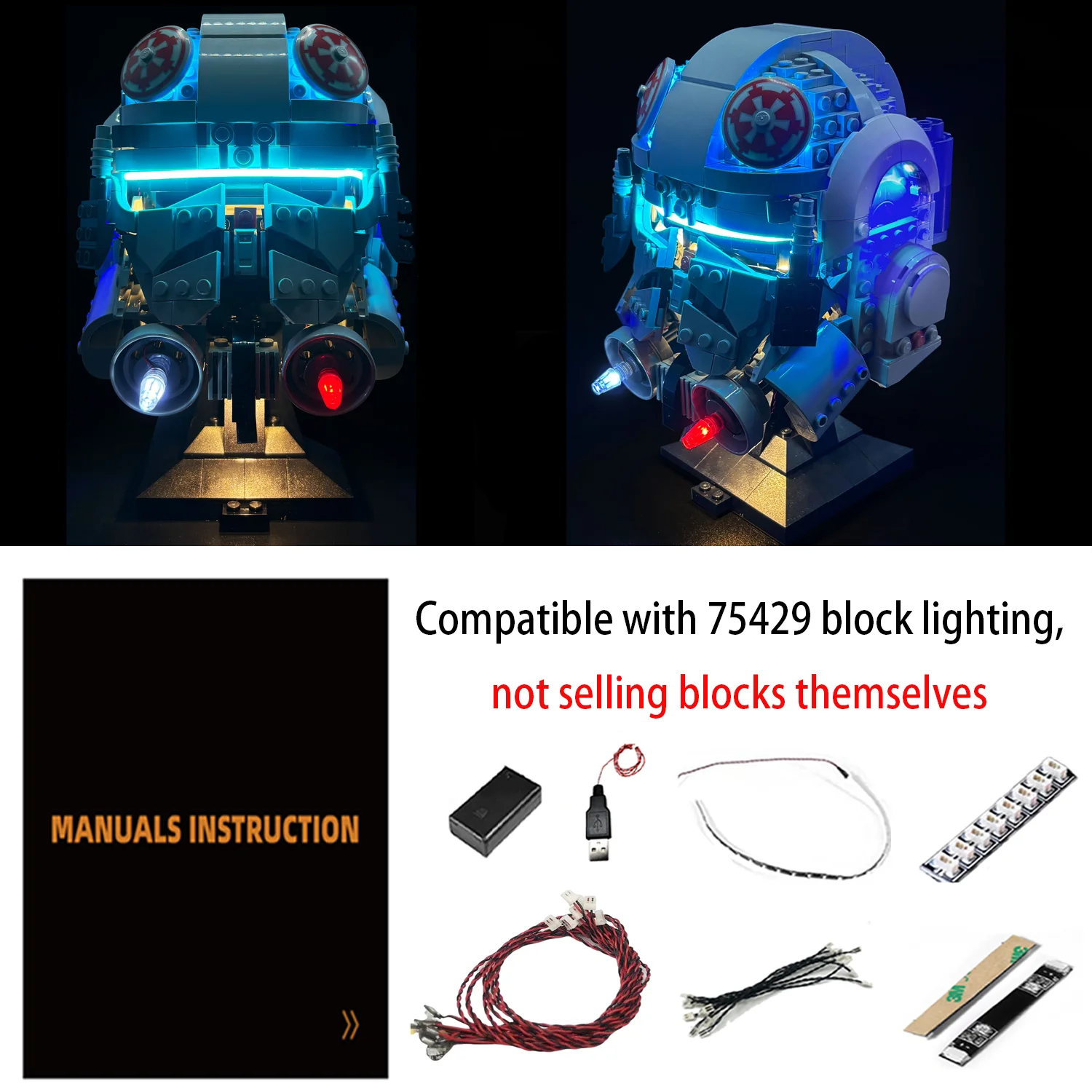 LYBMTWF LED Light Kit Compatible with Lego 75429 at-at Driver Helmet Building Blocks (NOT Include The Model Bricks)