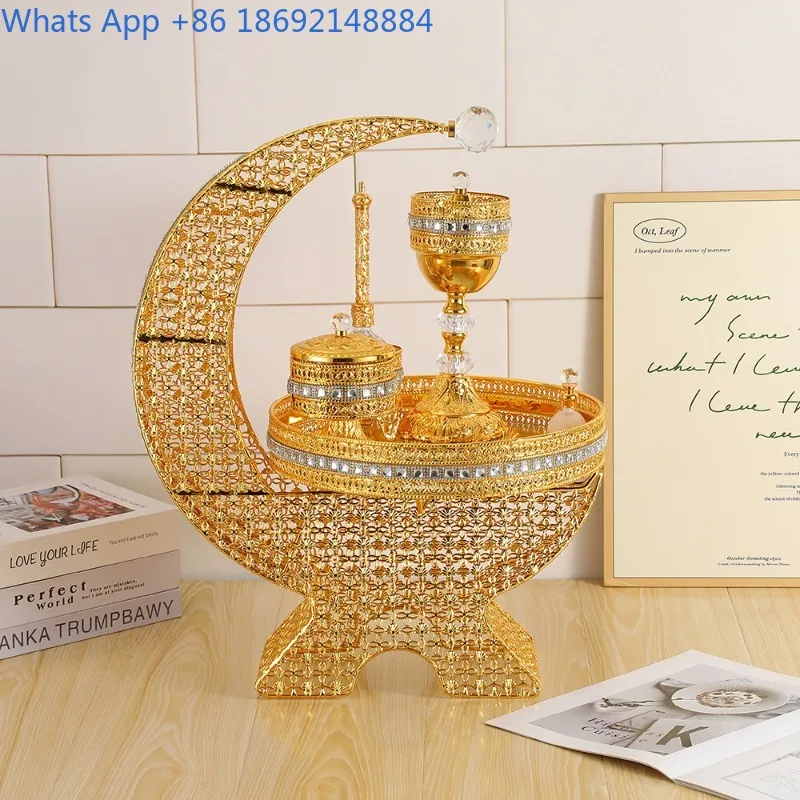 

Home Decor Middle Eastern Arabian Incense Burner Set High-End Feel gold Hollow Incense Burner