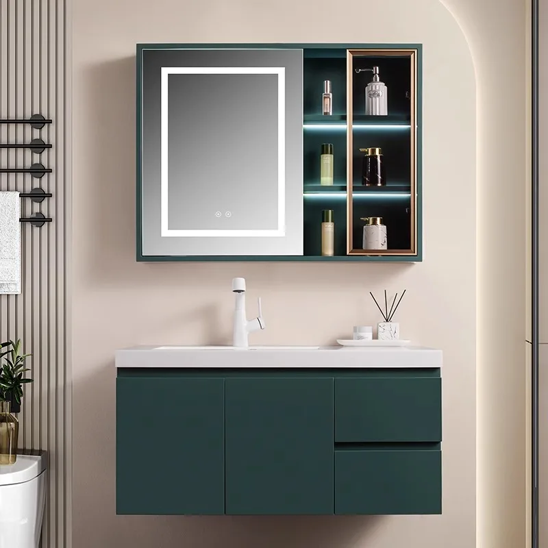 Modern simple oak bathroom cabinet combination hand washbasin mirror toilet washstand