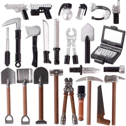 Military SWAT Weapons Building Blocks Shovel Arms Farm Tools Pliers Pickax Hoe Hammer Soldiers Accessories Computer Bricks Toy