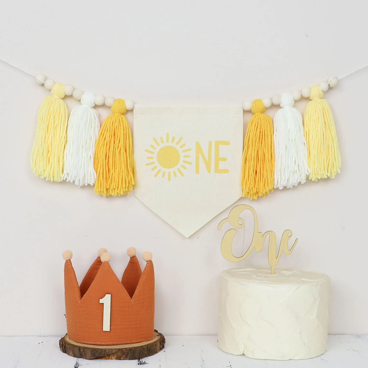 Bannerkranz mit Sonnenmotiv zum 1. Geburtstag, Geburtstagskronenhut, geeignet für Geburtstagsfeierdekorationen für Jungen und Mädchen – Detail 3
