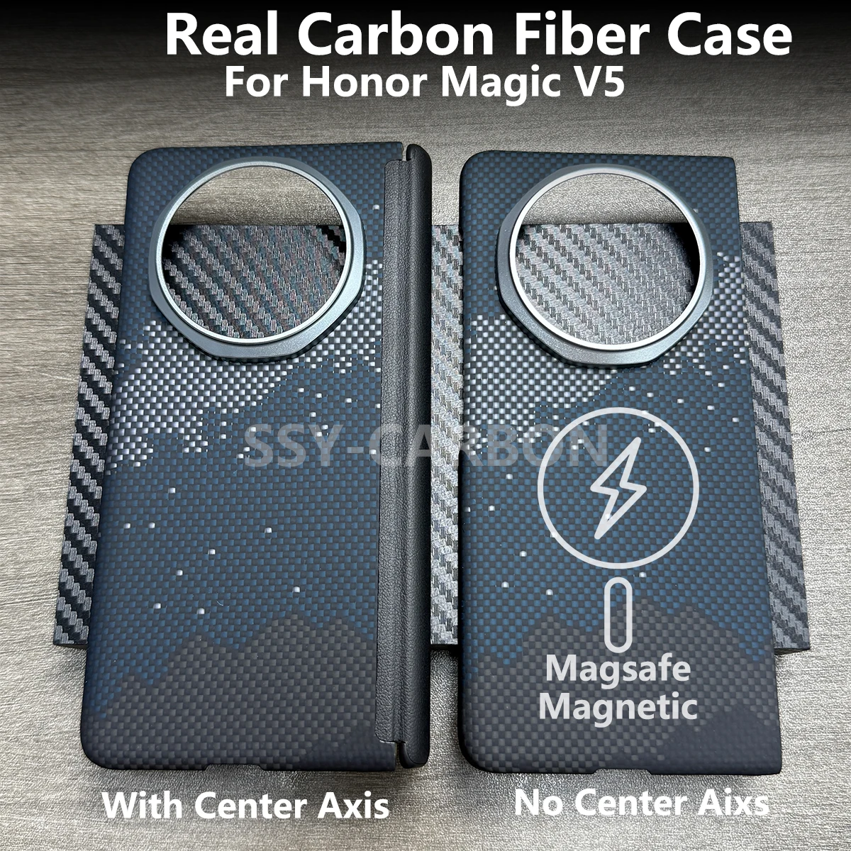 

Чехол из настоящего углеродного волокна для Honor Magic V5, арамидный кевларовый магнитный защитный чехол для телефона Magsafe с центральной осью, броня
