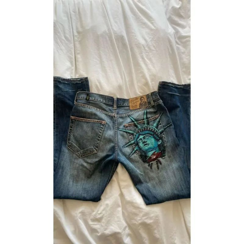 Men's and Women's Models Spring and Autumn Straight Pants Denim Retro Comfortable Skinny Simple Loose Design Sense New Versatile