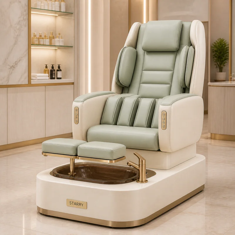 Luxury Pedicure Chair With Adjustable Seat For Relaxing Foot Bath And Massage