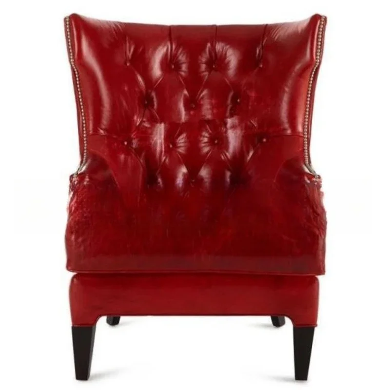 Leather art pull-up sofa chair, living room casual high-backed tiger chair, hotel leather reception chair