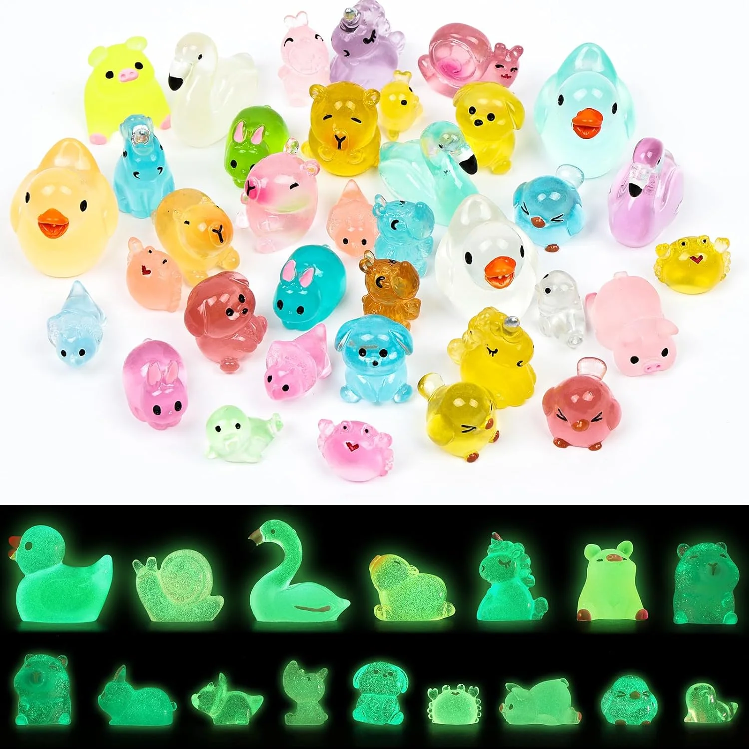 

Luminous Mini Animal Blind Bag Glow In The Dark Resin Figures, Cute Assorted Animals for Micro Garden Decor & DIY Projects