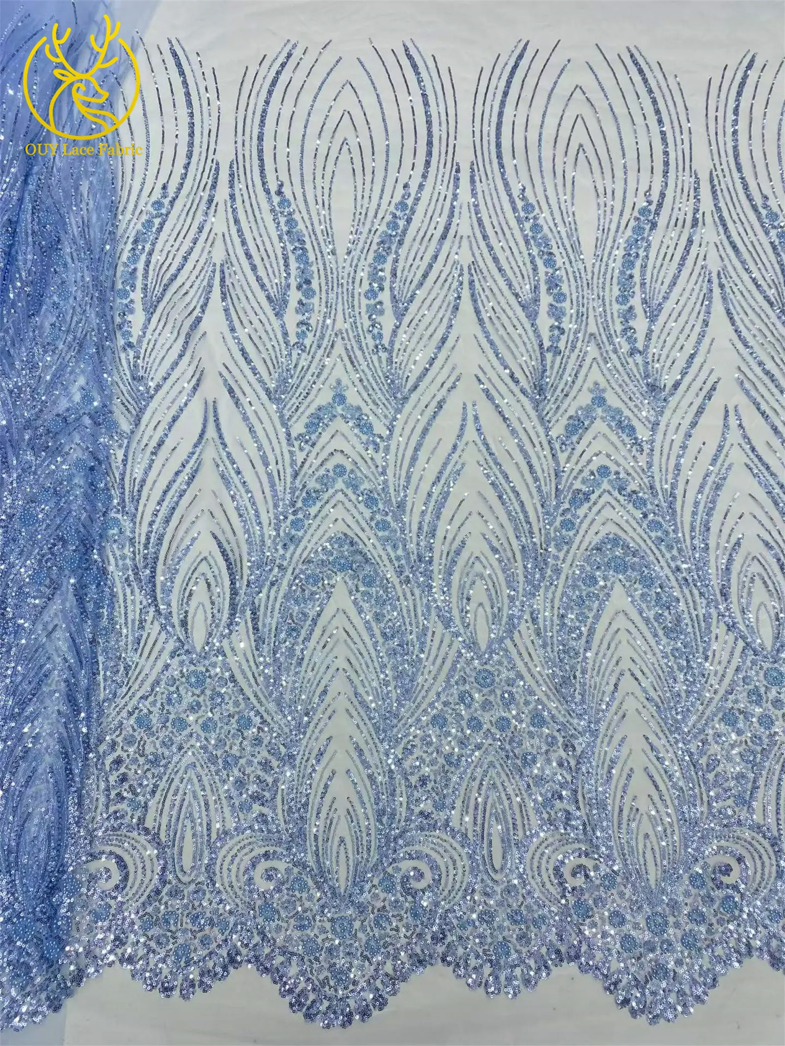 Grüner Afrikanischer Spitzenstoff 2026 Hochwertige Pailletten Tüll Französische Mode Netzspitze Abendkleid Stickerei Nähen – Detail 9