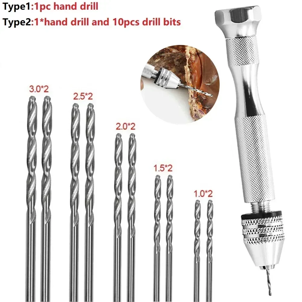 Tiny HSS Spiral Hand Push Drill Chuck Drill 0.3-3.2mm Pin Vise Bit 1.0/1.5/2/2.5/3mm Drill Bit For DIY Hand Carving