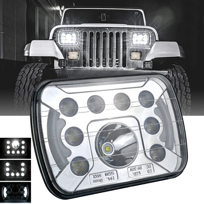 Car Headlight 5x7/6x7 LED DRL Brightest For Toyota Pickup Truck Hi-Lo Beam Car Light 3500LM 55W Car Accessories 1pcs