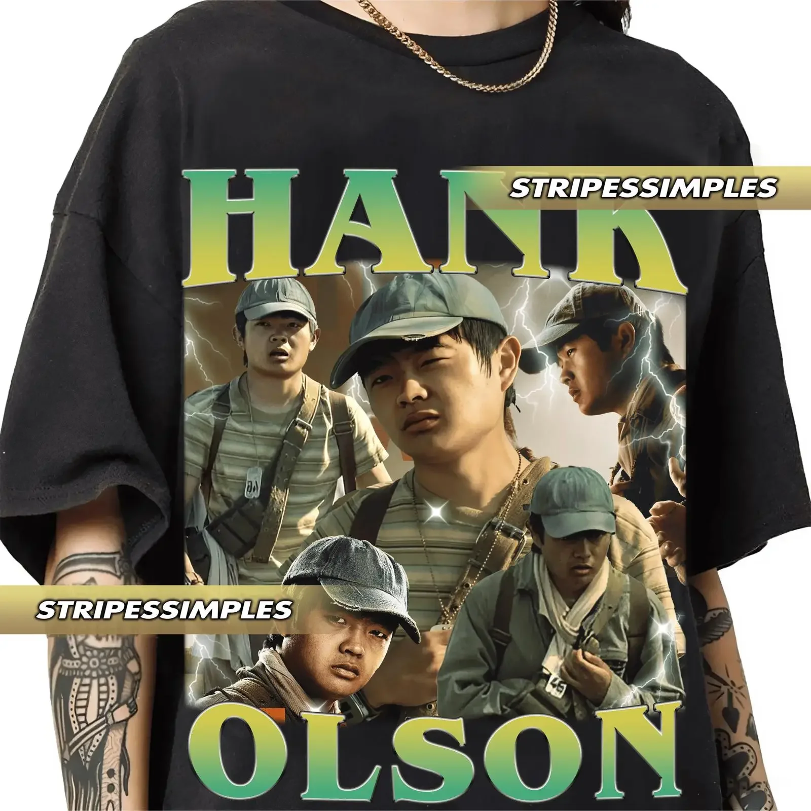 Ben Wang as Hank Olson retro 90s style vintage raptee shirt vintage Washed Unisex streetwear Casual Versatile Comfortable