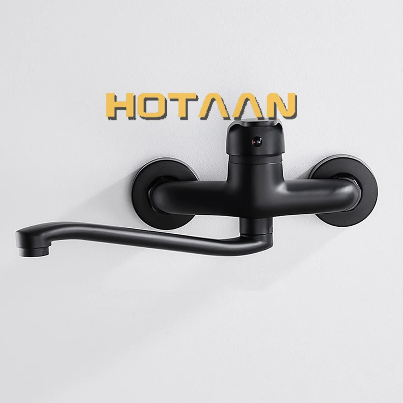 Black Brass Chrome Taps For Kitchen Sink Kitchen Tap Dual Hole Wall Kitchen Mixer Kitchen Faucet torneira cozinha YT6033