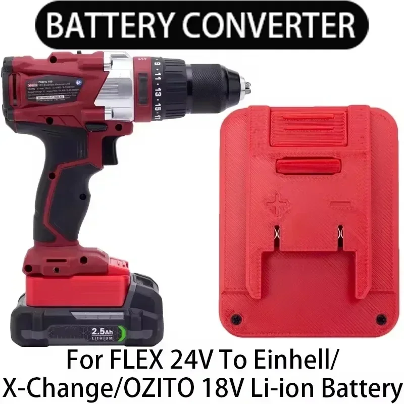 

Adapter For FLEX 24V Lithium Battery Convert To Einhell/OZITO 18V Li-ion Battery Cordless Electric Screwdriver Series Accessorie