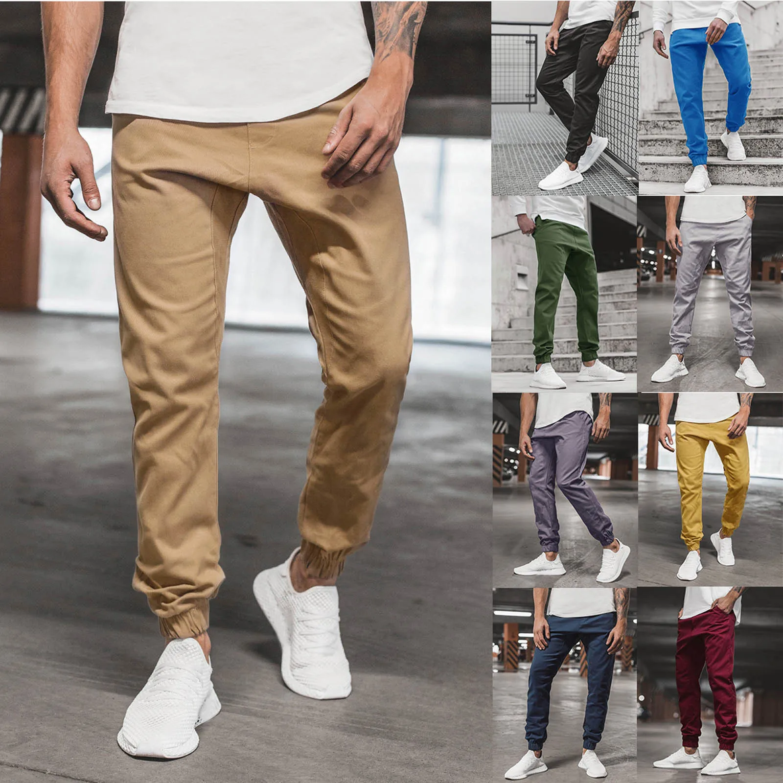 

Sports Full Length Skin Patchwork Men Casual Pants Pocket Bodybuilding Fitness Man Trousers Y2k Clothes Gym Work Pantalones