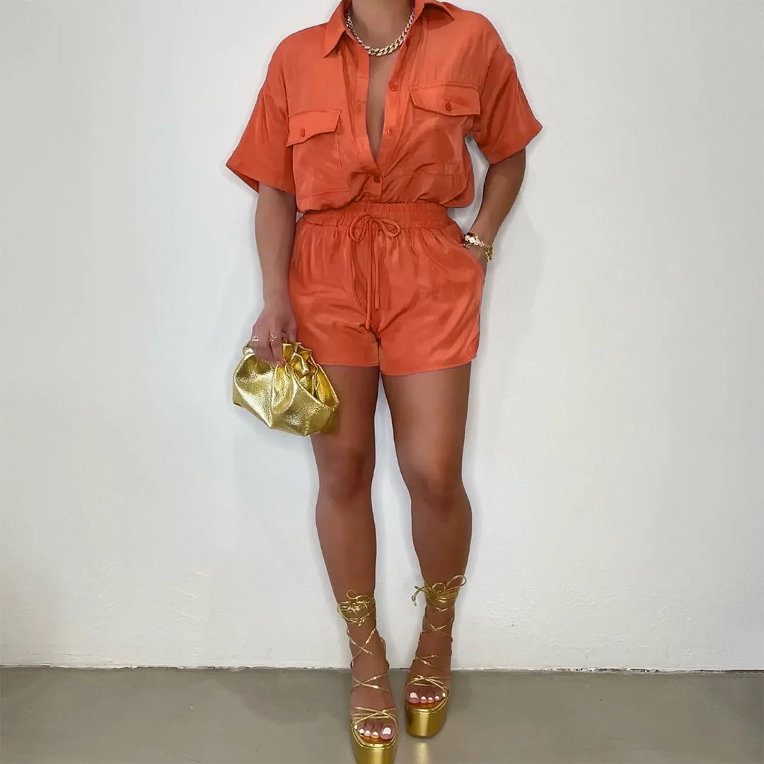 

Loose Casual Color Women's Suit Polyester Material Comfortable Breathable Summer Collection Faionable Trendy Set