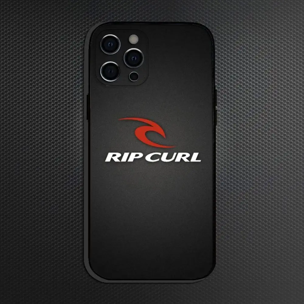 حافظة هاتف بشعار Surf Beach Rips Curls لهاتف iPhone 16,15,14,13,12,11 Plus، Pro Max، أخرى غطاء أسود ناعم