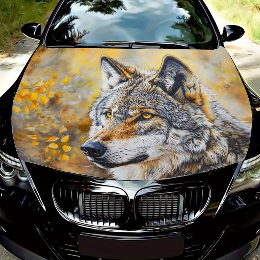 

Retro fox style animal car vinyl wraps, vinyl car hood graphic sticker