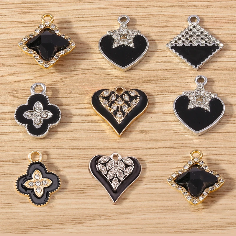 

Tusember 10pcs Brand Design Crystal Square Heart Flowers Charms Pendants for Earrings Necklace DIY Handmade Jewelry Accessories