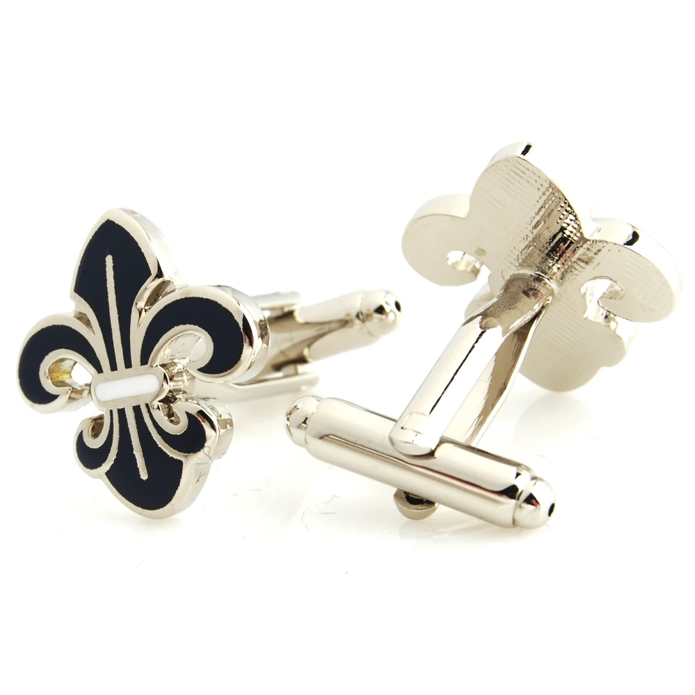 YH-1763 Novelty Enamel Fleur Di Lis Cufflinks, Flower Cufflinks - Factory Direct Wholesale