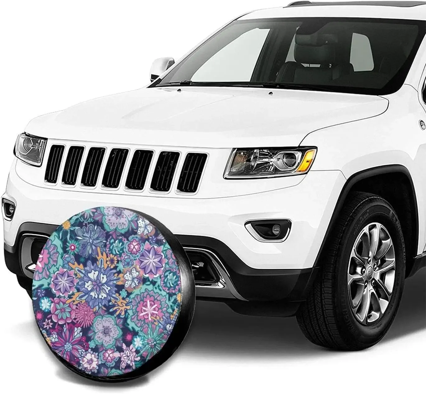 Fall Decor Summer Doodle Floral Spare Tire Covers Cute Car Accessories for Women Rv Tire Covers Suitable for most vehicles