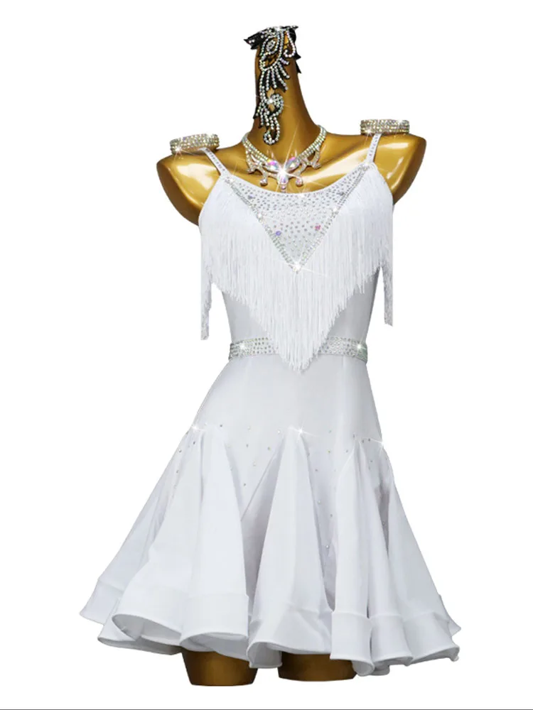 فستان جديد لعام 2025 لمسابقات الرقص اللاتيني، تنورة واسعة للعروض، زي مزين بالزهور، فستان للتدريب على الرقص، زي موحد للنساء