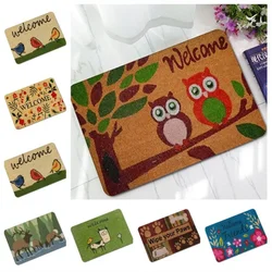 Owl Printed Welcome Mat Cartoon Non Slip Home Outdoor Entrance Carpets Washable Kitchen Rug Living Room Bathroom Decor Doormat