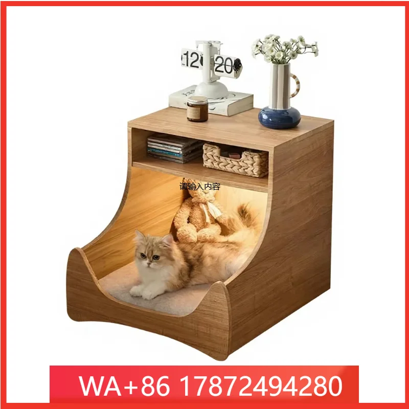 Wholesale Modern Solid Wood Cat Bed Bedside 2 in 1 Multifunctional Side , Suitable for Large Cats, Low MOQ
